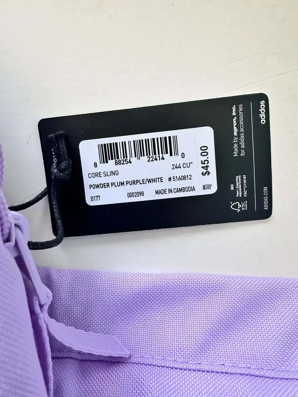 Adidas Core Sling Powder Plum Purple White Crossbody Bag